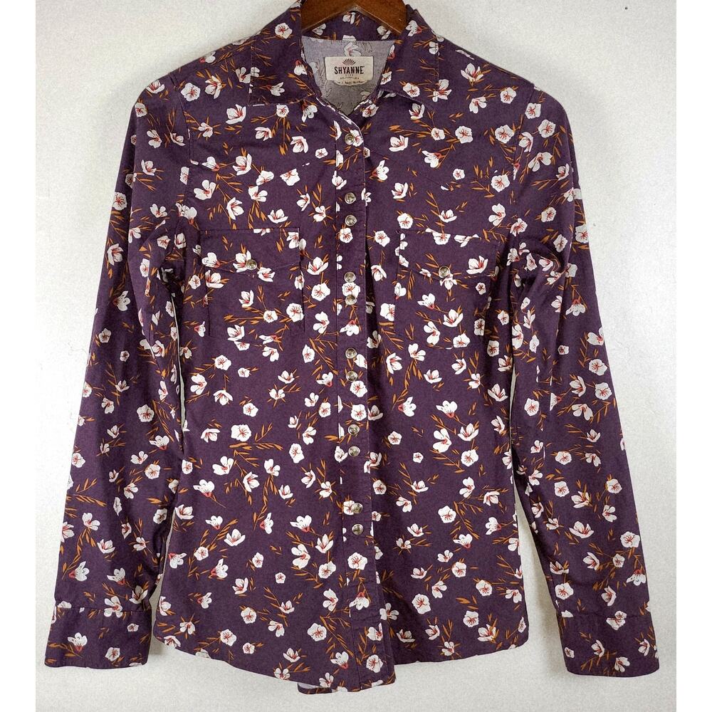 Shyanne Life Western Floral Snap Button Long Sleeve Cowgirl Rodeo Blouse Sz XS